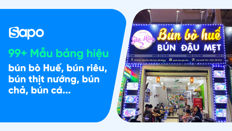 99+ Mẫu bảng hiệu bún bò Huế, bún riêu, bún thịt nướng hút khách