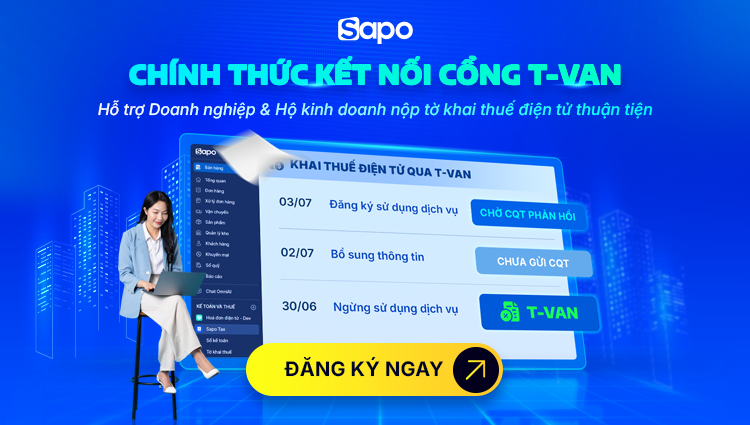 Sapo chính thức kết nối Dịch vụ Thuế điện tử (T-VAN): Nộp tờ khai thuế trực tiếp trên nền tảng Sapo nhanh chóng, dễ dàng
