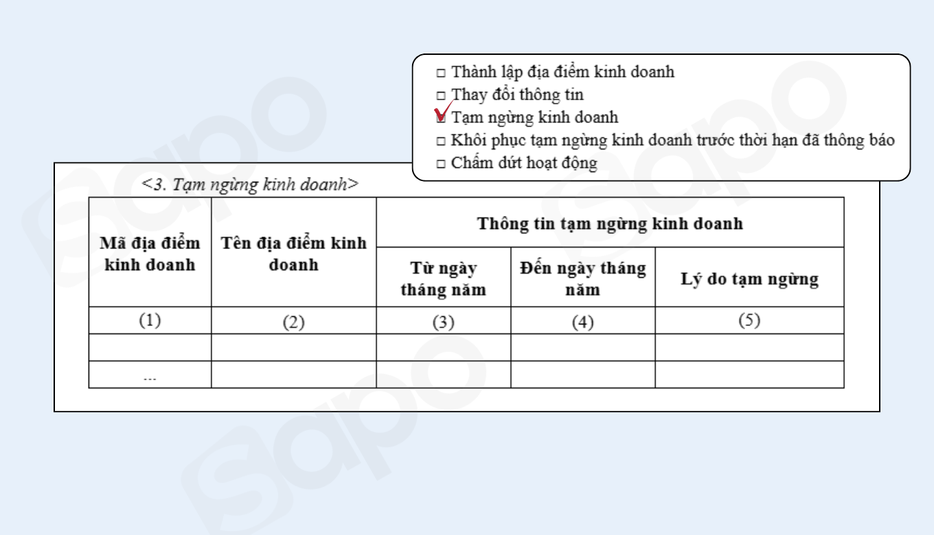 thông báo tạm ngừng kinh doanh