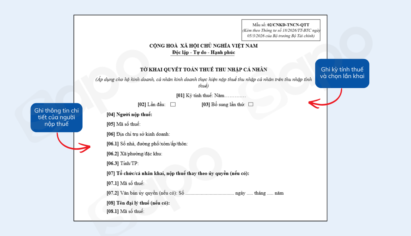 thông tin người quyết toán