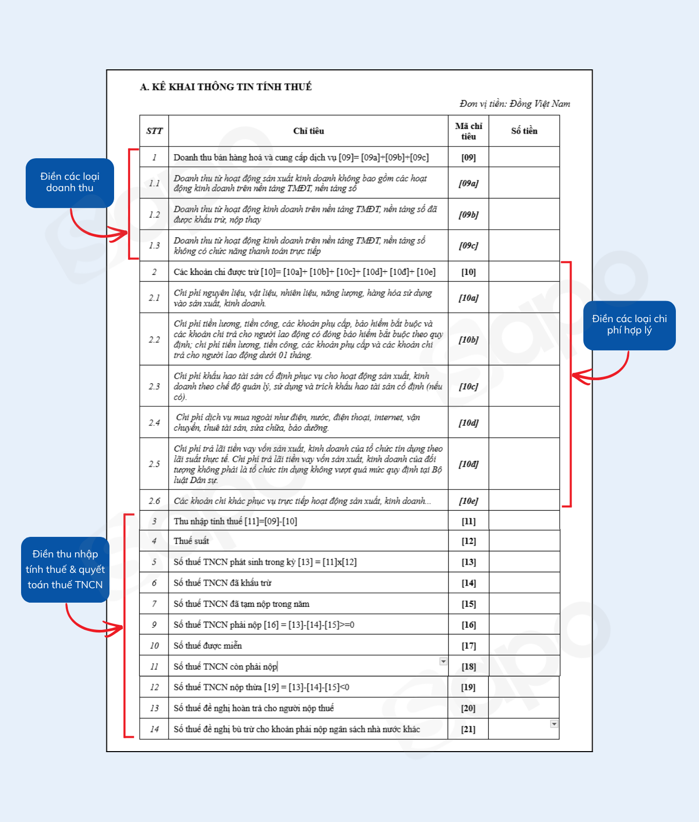 kê khai thông tin tính thuế