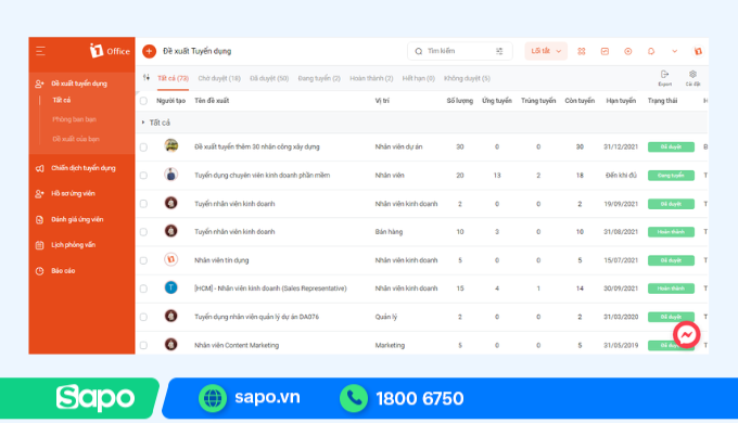 Phần mềm quản lý nhân sự 1Office