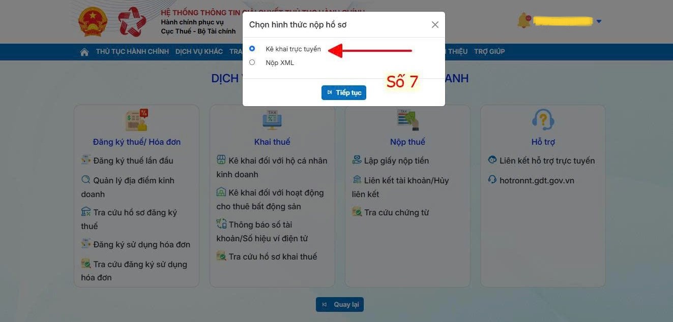 chọn hình thức nộp hồ sơ