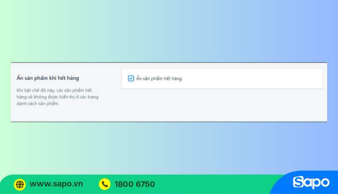 Ẩn sản phẩm hết hàng