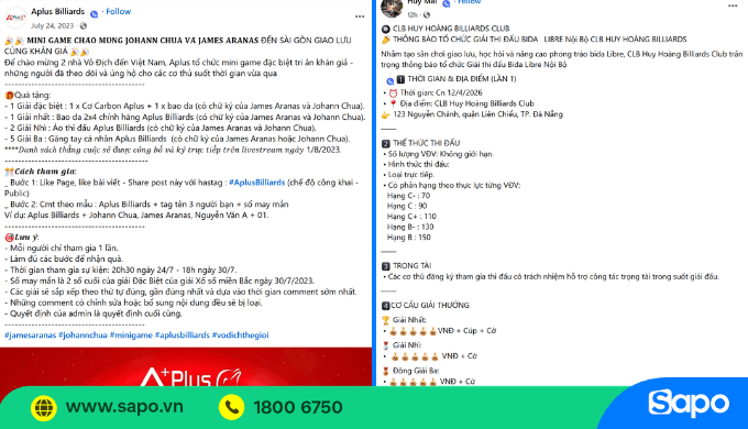 Mẫu bài viết sự kiện bida