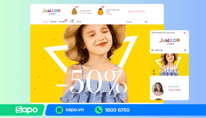Thiết kế website bán quần áo trẻ em online tại Sapo