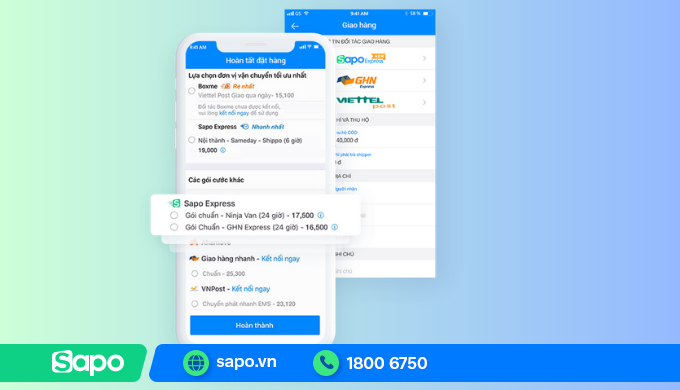 So sánh giá vận chuyển trên ứng dụng ship hàng Sapo