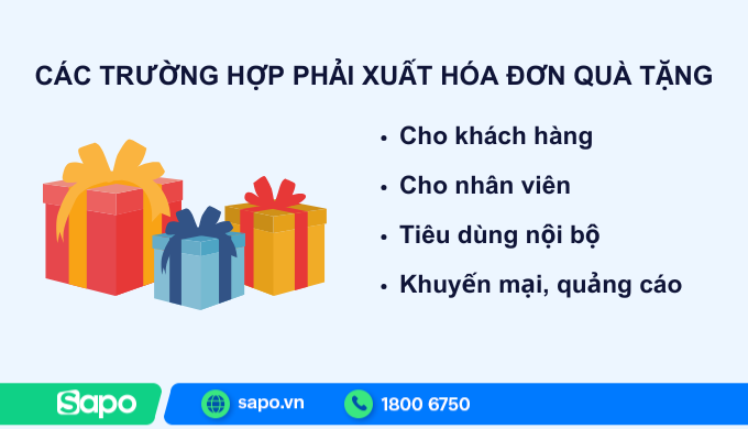 các trường hợp xuất hoá đơn quà tặng