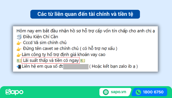 Các từ vi phạm chính sách facebook liên quan đến tài chính