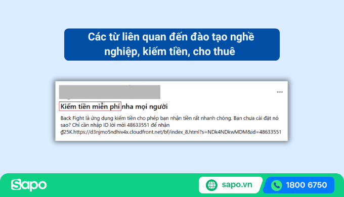 Các từ vi phạm chính sách facebook đào tạo, kiếm tiền, cho thuê