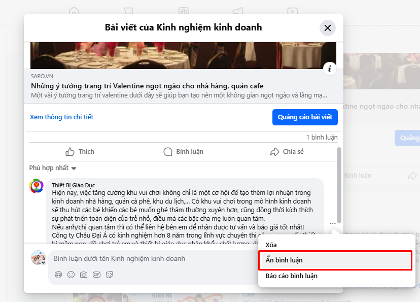 Cách ẩn comment trên page Facebook hiệu quả nhất