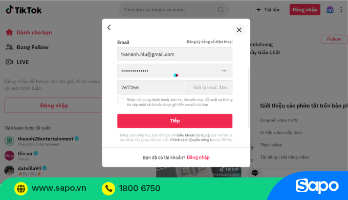 thiết lập mật khẩu tiktok