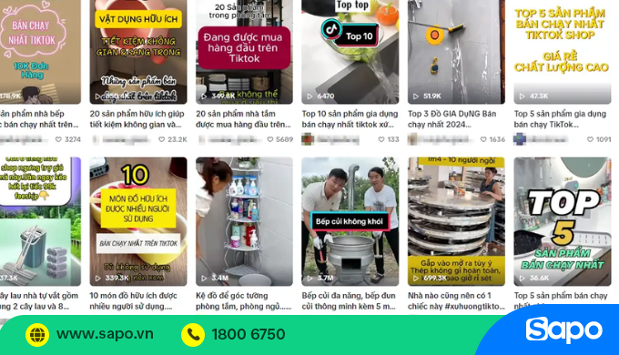 chọn sản phẩm được ưa chuộng trên tiktok