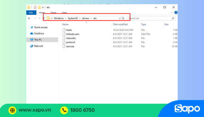 Tìm file hosts File hosts