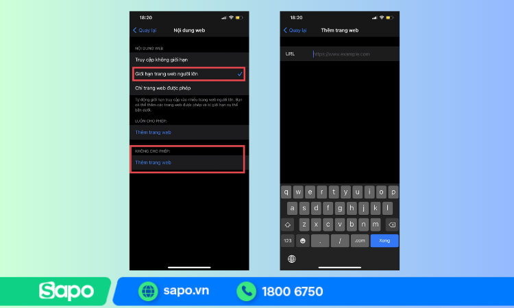 Chặn web trên IOS, bước 4-5