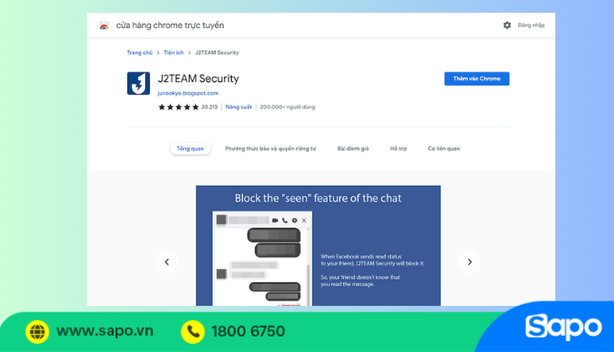 Chặn web với tiện ích J2team Security