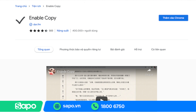 Cách copy trang web không cho copy bằng công cụ Enable Copy