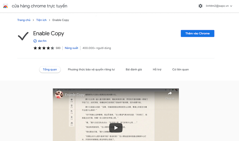 Cách copy trang web không cho copy bằng công cụ Enable Copy