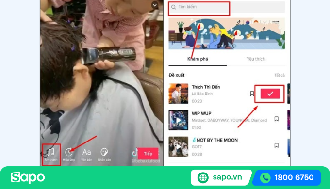 Sử dụng các bài hát có sẵn trên tiktok