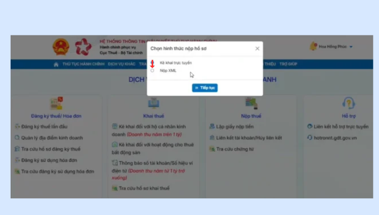 Chọn nộp XML