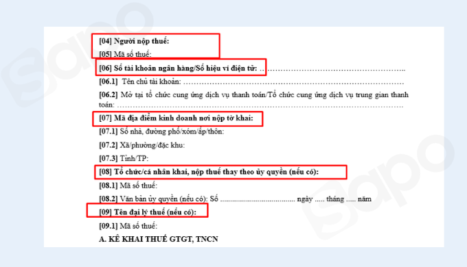Điền các thông tin trên tờ khai BĐS