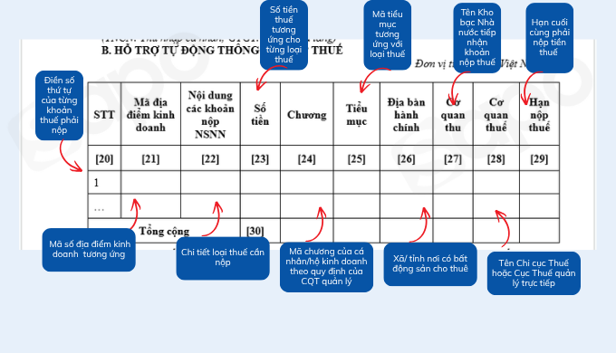 Hỗ trợ tự động thông tin nộp thuế