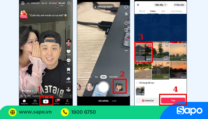 chọn video để ghép nhạc TikTok