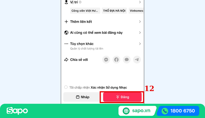 đăng video tiktok sau khi ghép nhạc vào video