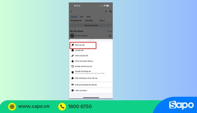 Chọn Ghim bài viết/ Pin post