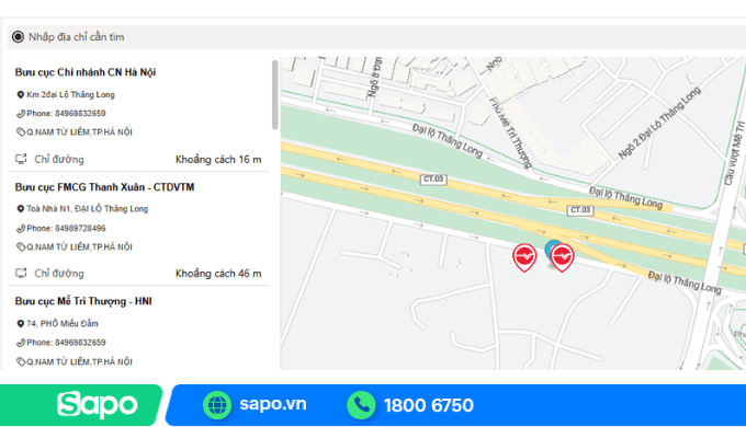 Tìm kiếm bưu cục gần nhất