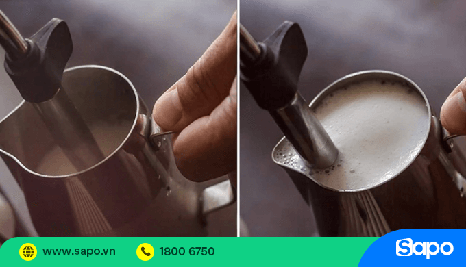 lắc cafe để tạo bọt
