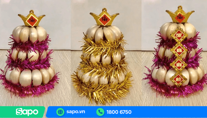 Cách làm tháp củ tỏi chưng tết đơn giản