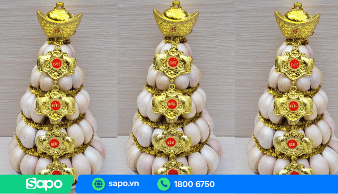 Trang trí tháp củ tỏi hoàn thiện
