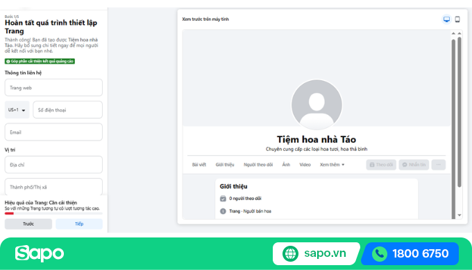 thiết lập trang web bán hàng trên facebook