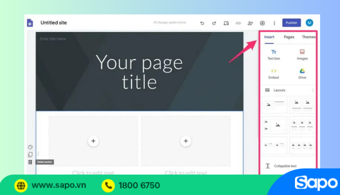 Các bước lập website trên Google Sites