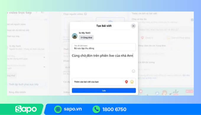 Thêm tiêu đề cho buổi livestream