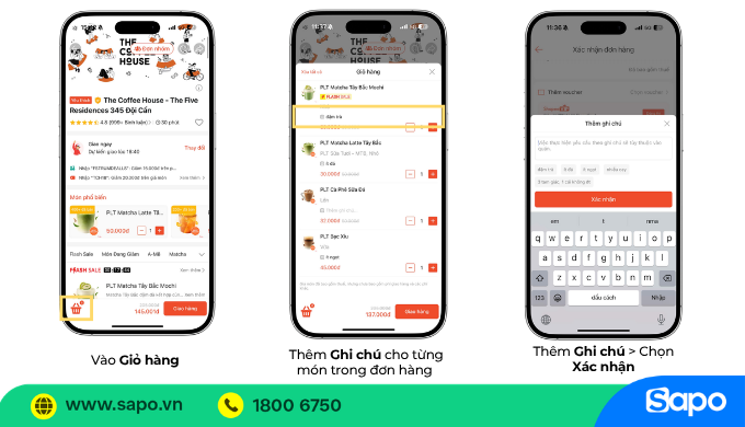 ghi chú đặt món trên shopeefood