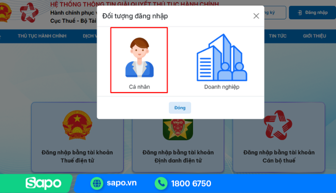 Chọn cá nhân VNeID