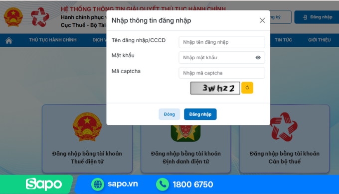 Nhập thông tin đăng nhập
