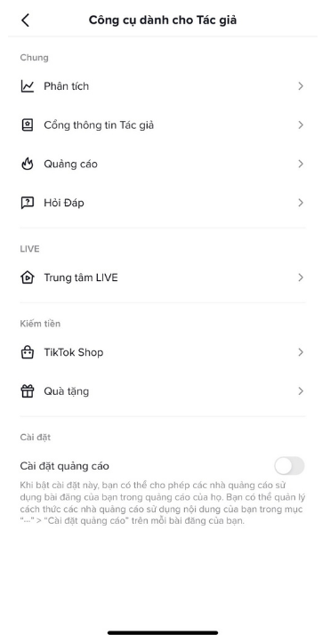 Công cụ dành cho nhà sáng tạo trên TikTok