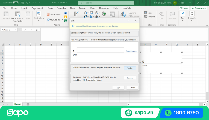 Cách tạo chữ ký điện tử trong Excel