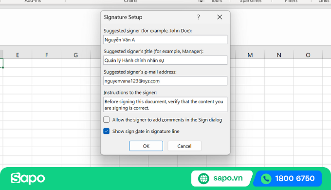 Cách tạo chữ ký điện tử trong Excel
