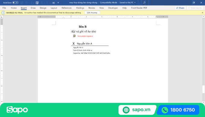 Cách tạo chữ ký điện tử trong Word