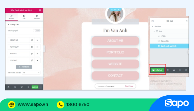 điền các thông tin cơ bản để tạo link bio trên tiktok qua simple page