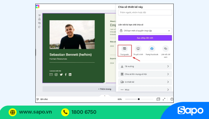 tạo link bio trên tiktok bằng canva