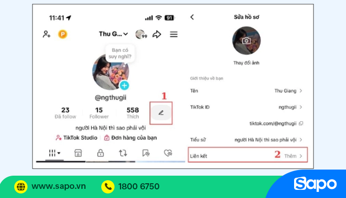 cách gắn link bio vào tiktok