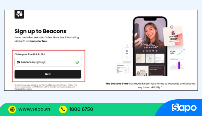 điền username tạo link bio trên tiktok