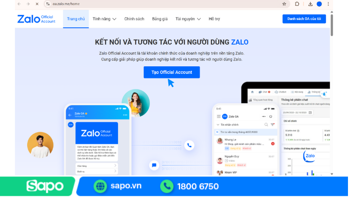 cách tạo zalo oa 1