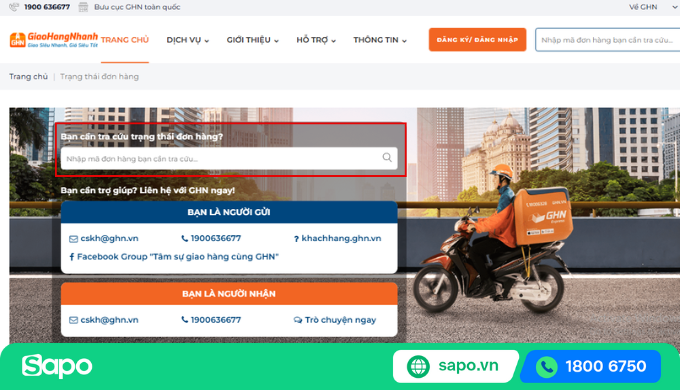 Hướng dẫn tra cứu vận đơn Giao hàng nhanh