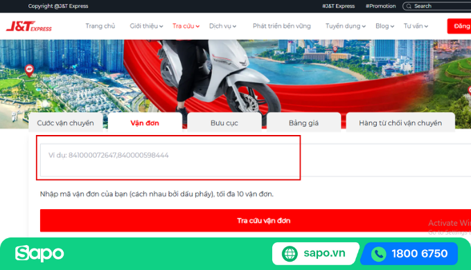 Tra cứu vận đơn J&T